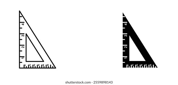 Triangle ruler Icon set in black color for ui designs