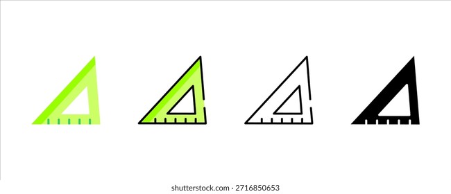 Triangle Ruler Icon Set for Drawing and Geometry