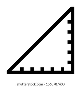 Triangle Ruler Icon Symbol. Length Measurement Tool