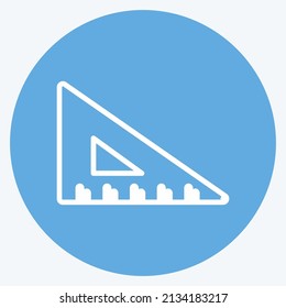 Triangle Ruler Icon in trendy blue eyes style isolated on soft blue background