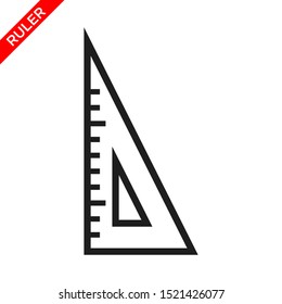 triangle ruler icon in trendy flat style 