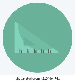 Icono de regla triangular en estilo plano a la moda aislado en un fondo azul suave