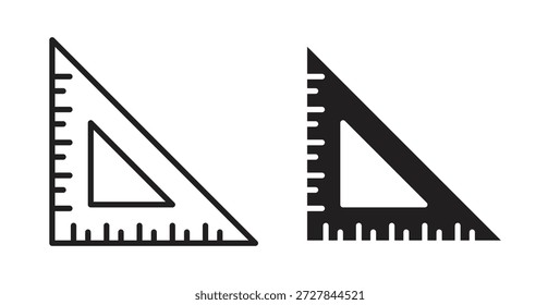 Ícone da régua triangular. Ilustração vetorial, plana e traçada