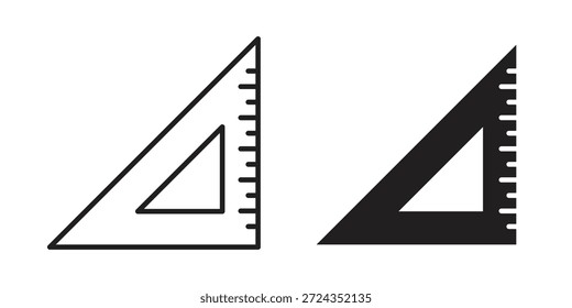Triangle ruler icons of black colored in various styles
