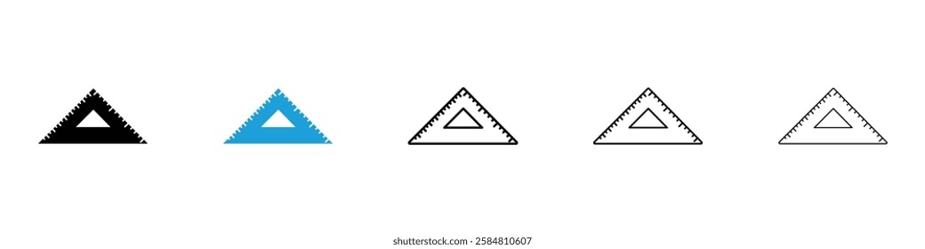 Triangle Ruler icons collection vectors in black and blue