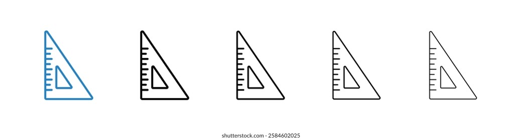 Triangle Ruler icons in five different stroke sizes