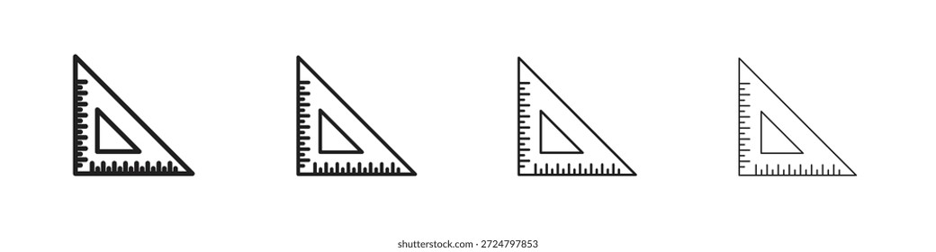 Triangle ruler icons line vector collection. Pixel perfect vector icon