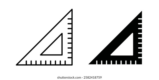 Triangle Ruler icons pack vectors in black flat and strokes