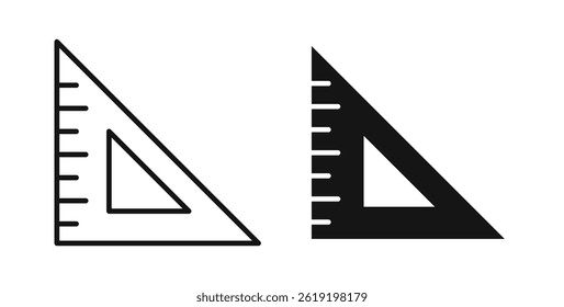 Triangle Ruler icons set in black colors on white background