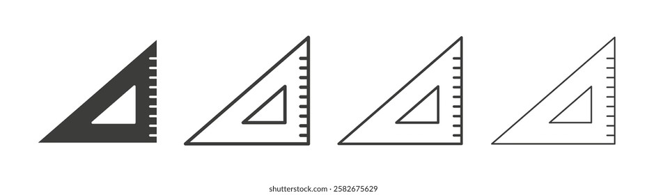 Triangle Ruler icons set vectors graphic designs