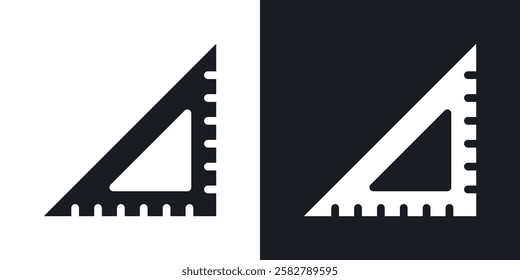 Triangle Ruler icons set vectors black and colored style