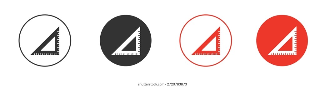 Triangle ruler icons simple flat silhouette vector illustration