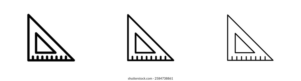 Triangle Ruler icons in three different stroke lines