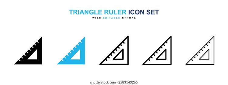 Triangle Ruler icons vector collection in black and blue colors on white background