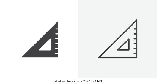 Triangle Ruler icons vectors illustrations in black fill and liner versions