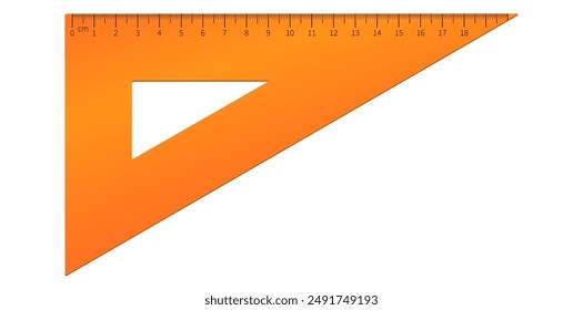 Triangle Ruler Isolated On White Background, School Stationery Drawing Device Vector Illustration.