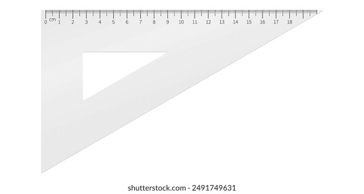 Triangle Ruler Isolated On White Background, School Stationery Drawing Device Vector Illustration.