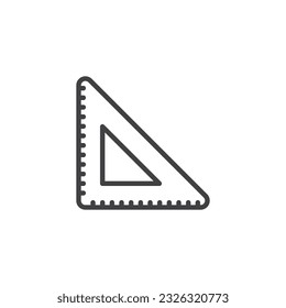 Triangle ruler line icon. linear style sign for mobile concept and web design. Set square outline vector icon. Symbol, logo illustration. Vector graphics