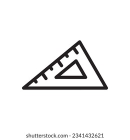 Triangle ruler line icon vector design template and ilustration with editable stroke