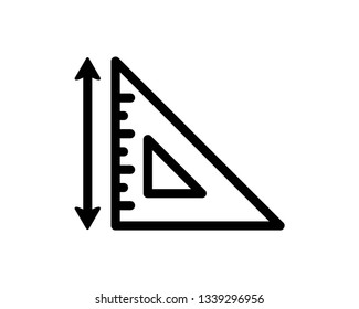 triangle ruler line vector icon 