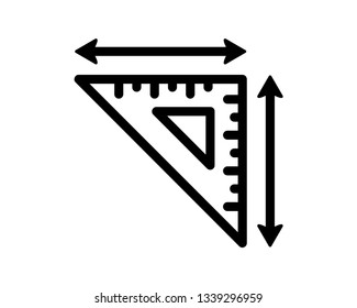 triangle ruler line vector icon 