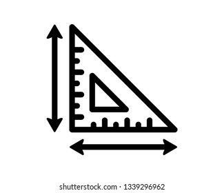 triangle ruler line vector icon 
