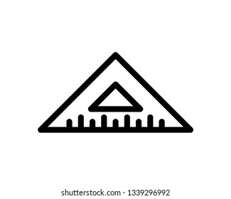 triangle ruler line vector icon 