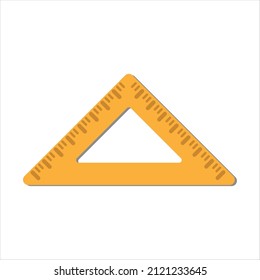 Regla triangular. Herramienta de medición. Dibujo de estilo mínimo. Ilustración vectorial plana