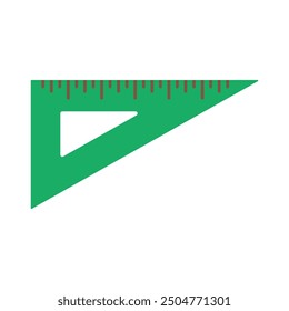 Triangle ruler. Measuring Tool. School Craft Art Supply. Flat cartoon style.