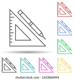 triangle ruler multi color style icon. Simple thin line, outline vector of measuring Instruments icons for ui and ux, website or mobile application