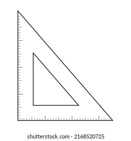 triangle ruler outline illustration,isolated on white background,top view