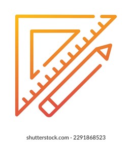 triangle ruler and pencil carpentry tool gradient icon vector illustration