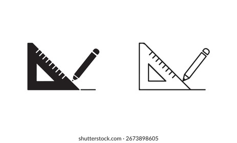 Dreieckslineal und Bleistift zum Zeichnen und Messen