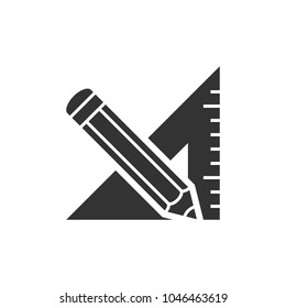 Triangle ruler and pencil icon