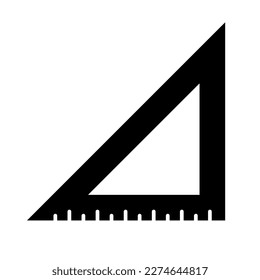 Triangle ruler silhouette icon. Stationery. Vector.