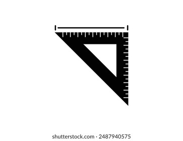 Regla triangular. Ilustración simple en blanco y negro.