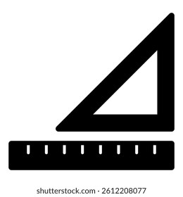 Triangle ruler solid icon, geometry tool concept. Vector graphics. Measure tool sign on white background, style mobile or design