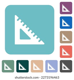 Triangle ruler solid white flat icons on color rounded square backgrounds