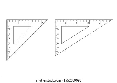 Triangle Ruler Square Set. Plastic School Drafting Drawing Right Angle Triangle Ruler. plastic triangular ruler  right angle  isosceles triangle vector
