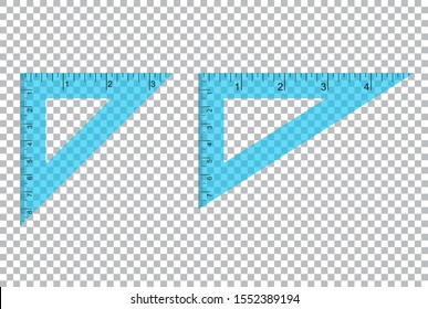 Triangle Ruler Square Set. Plastic School Drafting Drawing Right Angle Triangle Ruler. plastic triangular ruler  right angle  isosceles triangle on transparent background vector
