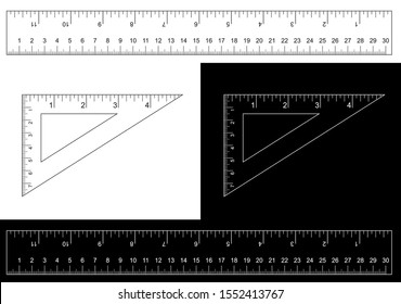 Triangle Ruler Square Set. Plastic School Drafting Drawing Right Angle Triangle Ruler. plastic triangular ruler  right angle  isosceles triangle vector
