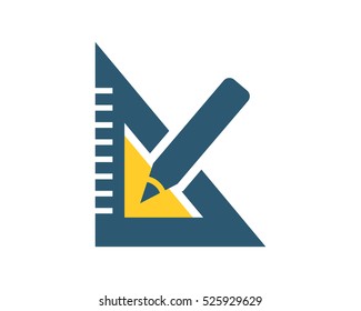 triangle ruler stationery tool equipment image vector icon logo