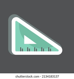 Triangle Ruler Sticker auf trendigem Hintergrund