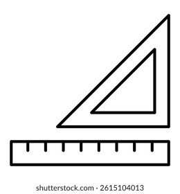 Triangle ruler thin line icon, geometry tool concept. Vector graphics. Measure tool sign on white background, linear style mobile or design