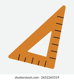 Triangle ruler vector – Bold orange triangle ruler with black measurement marks. Great for school projects, educational visuals, drafting tools, and geometry illustrations