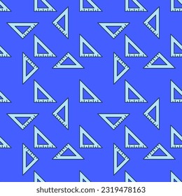 Triangle Ruler vector concept blue simple seamless pattern
