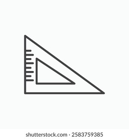 Triangle Ruler vector icon isolated in black line