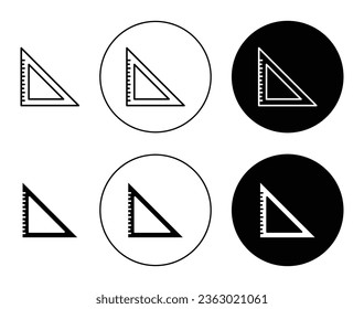 Triangle ruler vector icon set in black color. Suitable for apps and website UI designs