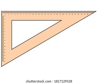 triangle ruler vector illustration,isolated on white background for education,top view