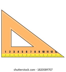 triangle ruler vector illustration,isolated on white background for education,top view